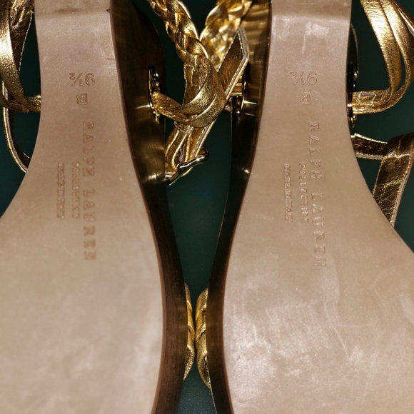 Ralph Lauren Collections Gold Strappy Sandal - Picture 8 of 8